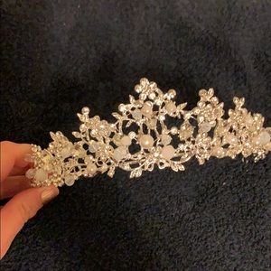 Pearl and diamond crown